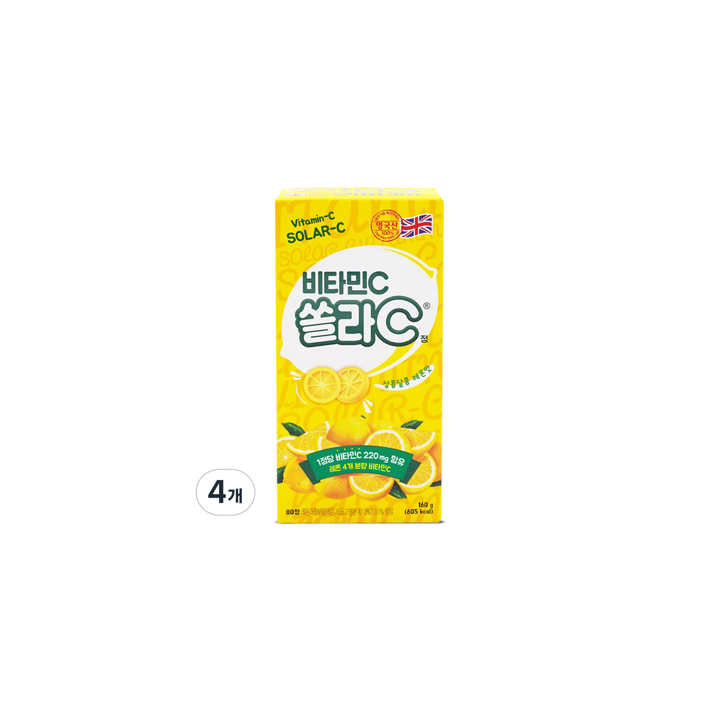 고려은단 쏠라C 비타민 레몬맛 80p, 80정, 4개